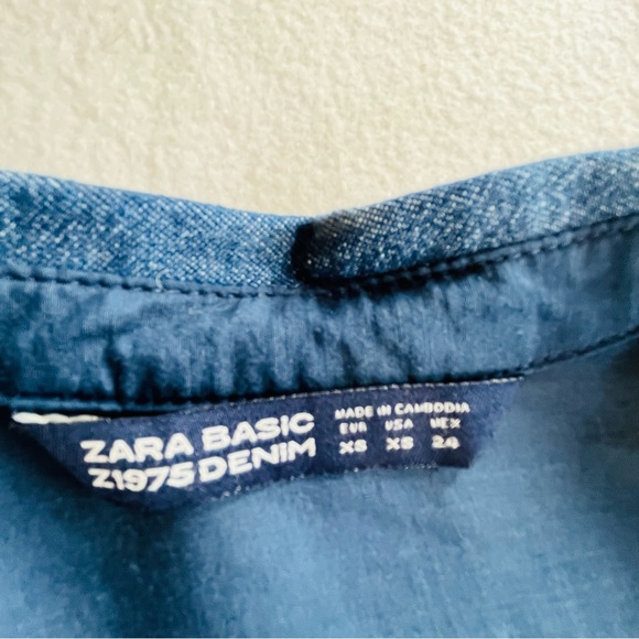 Zara semi sheer blue button down tunic xs - Picture 4 of 13